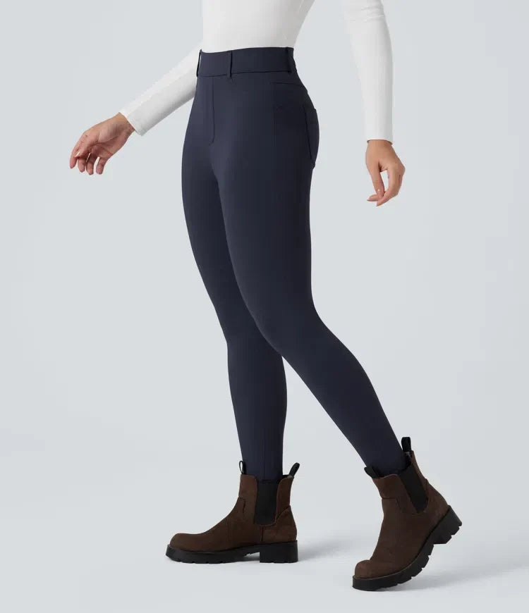 Sida på dam i bekväma och mjuka leggings med hög midja