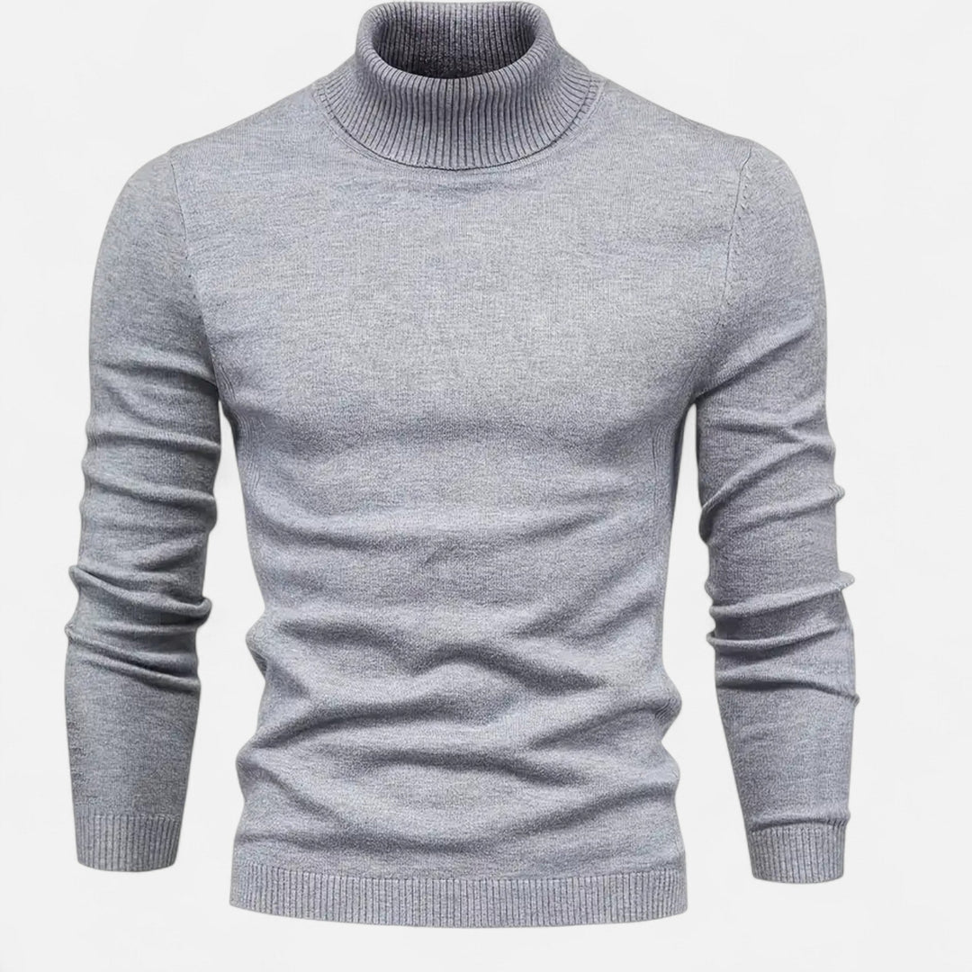 Snygg och bekväm herrtröja med hög krage i tyst lyx-stil
