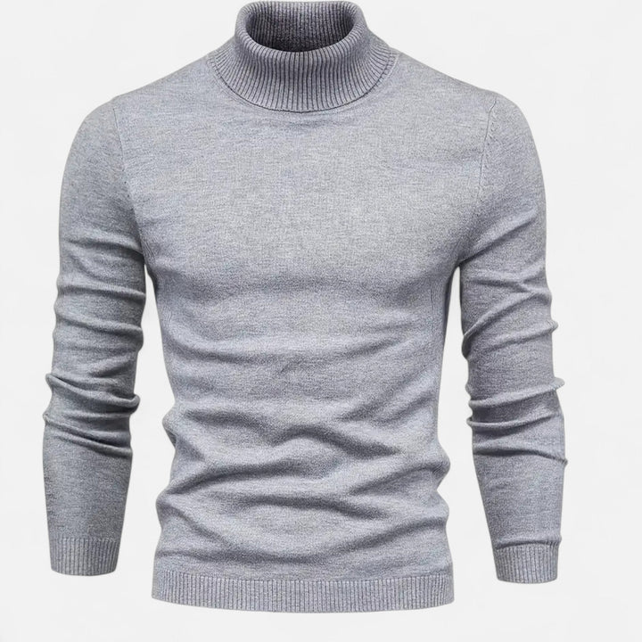 Snygg och bekväm herrtröja med hög krage i tyst lyx-stil