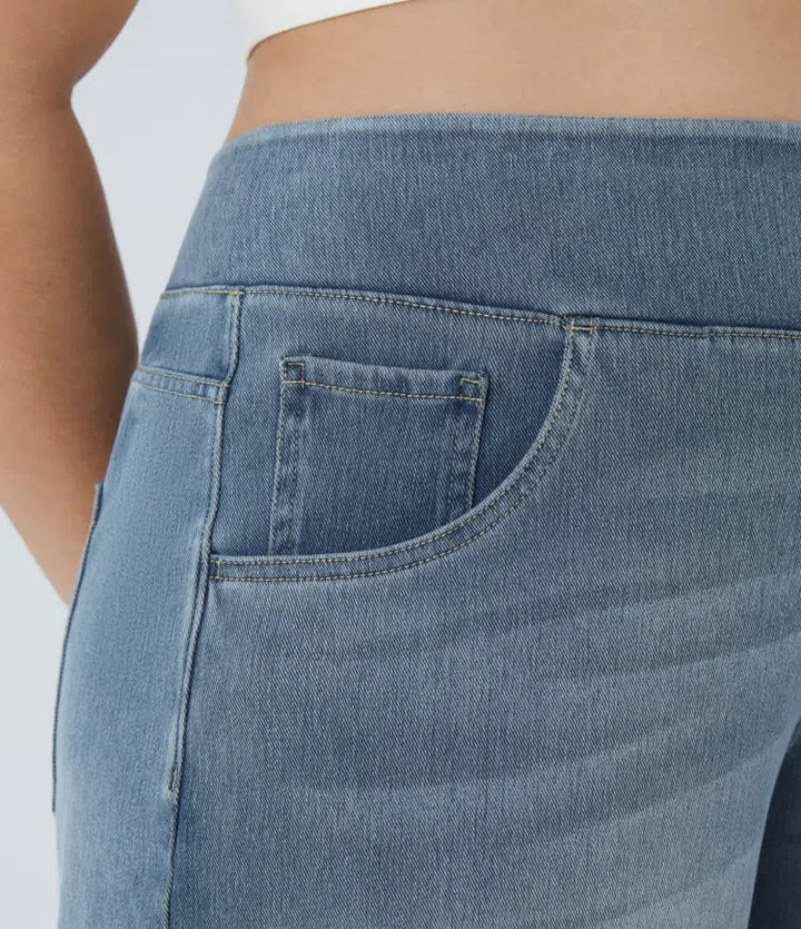 Damvida och höga vida jeans med fickor framifrån