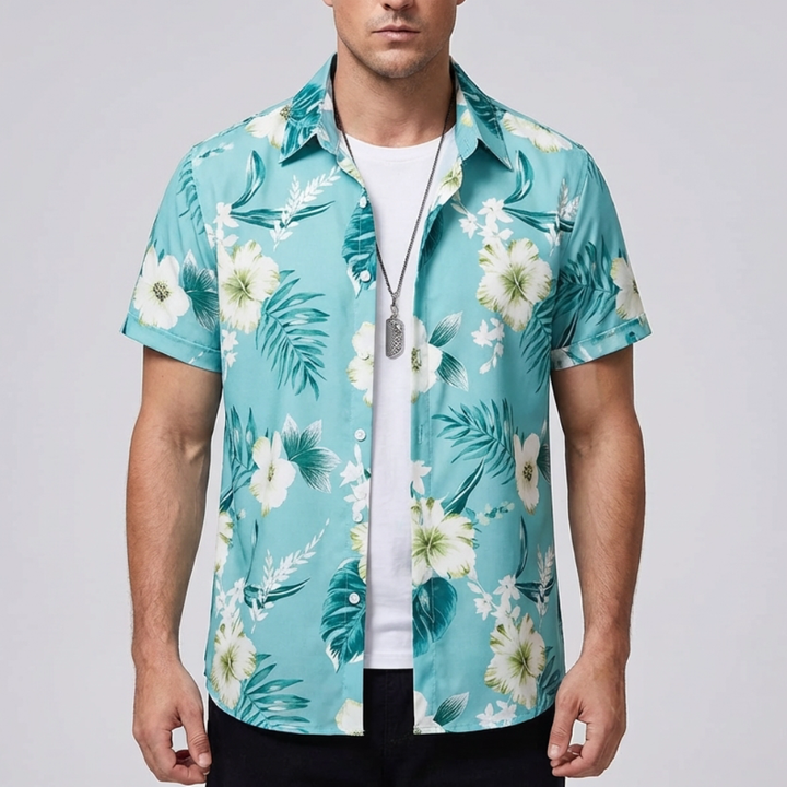 Mönstrad sommarklädsel med hawaiiskjorta för herr