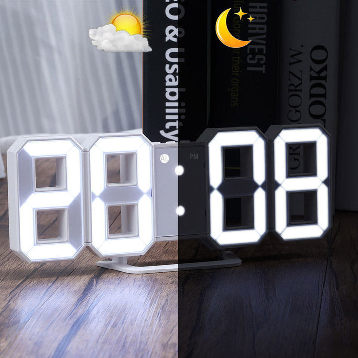 Smart 3D digital klocka i mörker med nattläge aktiverat