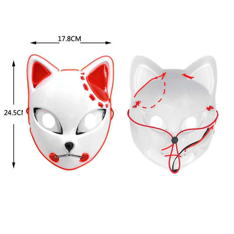 Gul anime mask med led belysning för halloween och festligheter