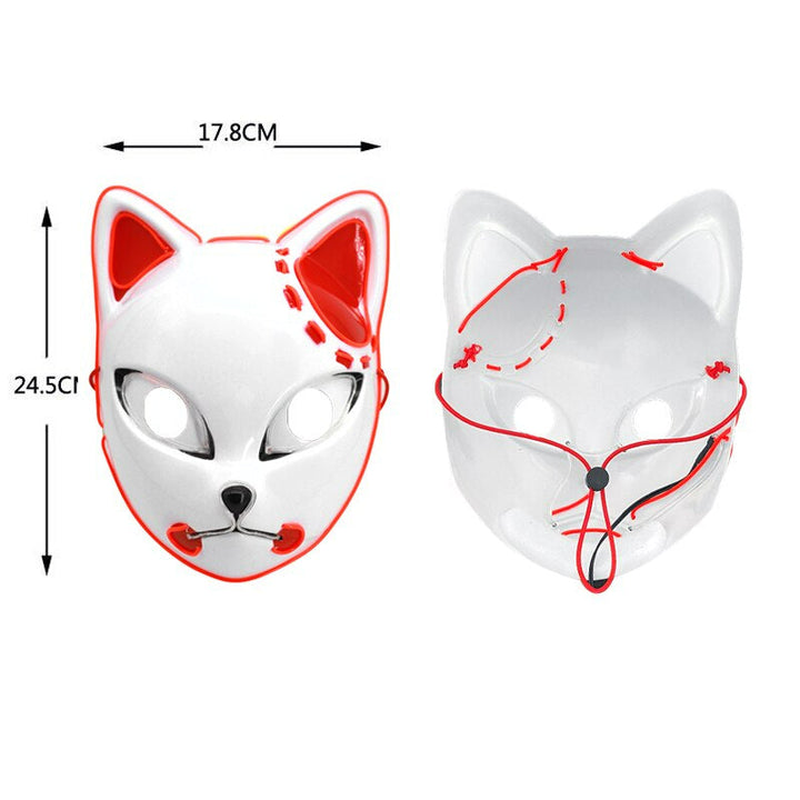 Gul anime mask med led belysning för halloween och festligheter
