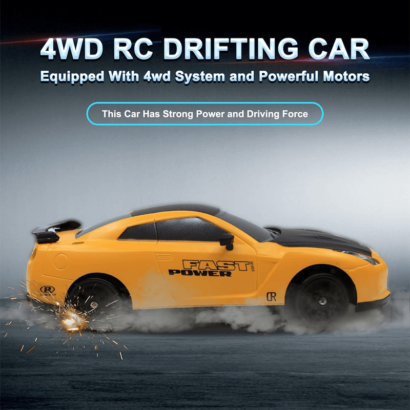 Svart och röd fjärrstyrd bil för racing och drift på bana