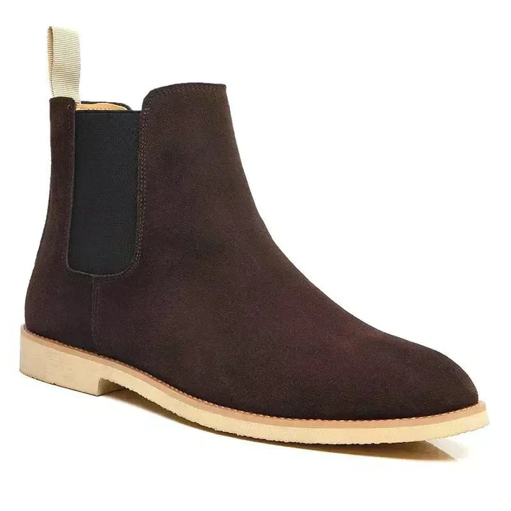 Brun herre Chelsea boot med ljus sula och elastisk sidopanel