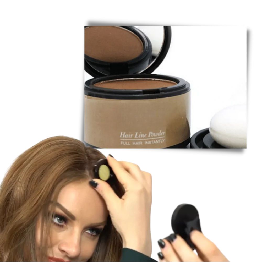Brun hårconcealer i burk med applikatorsvamp för enkel applicering