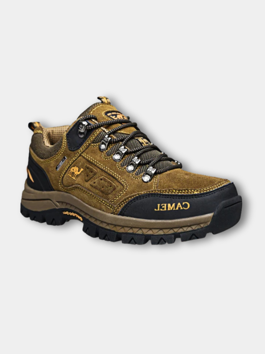 Bruna outdoor-skor för herrar i profil