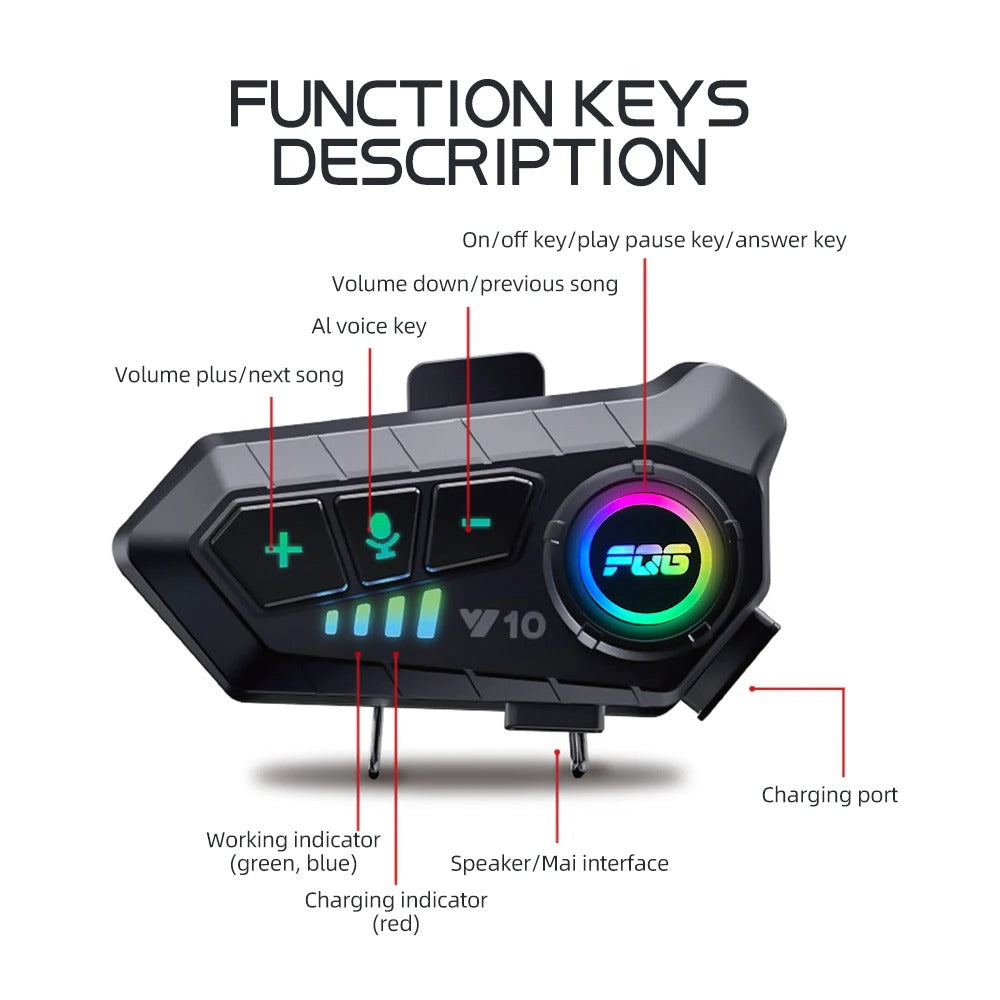 Trådlöst bluetooth headset för motorcykelhjälm med kontrollknappar
