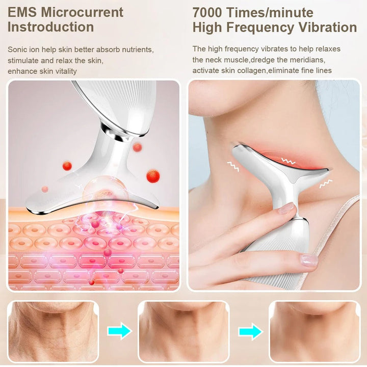 Närbild på EMS ansiktsmassageapparat som visar massagehuvudets ergonomiska form.