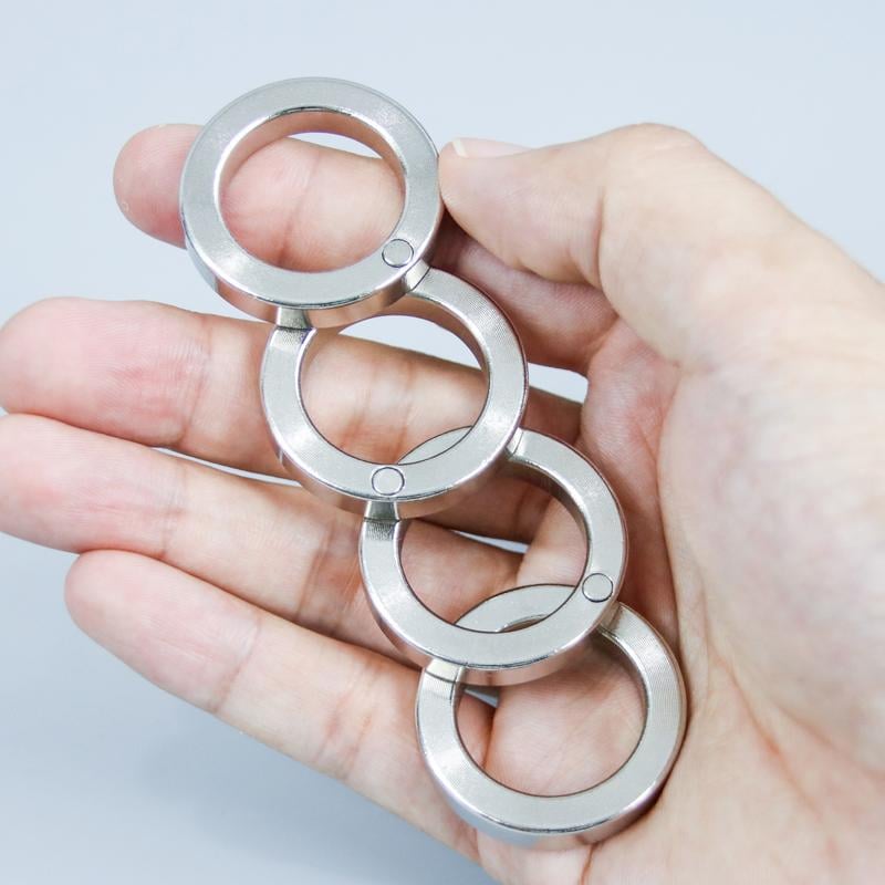 Visning av den vikbara fyrfingerringen i öppet läge
