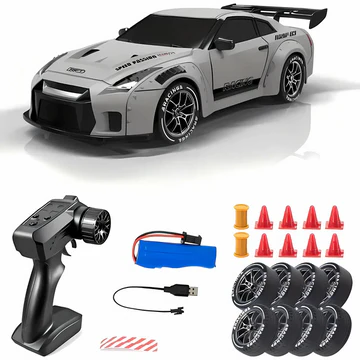 Snabb rc bil för drifting och racing med fyrhjulsdrift och coola detaljer