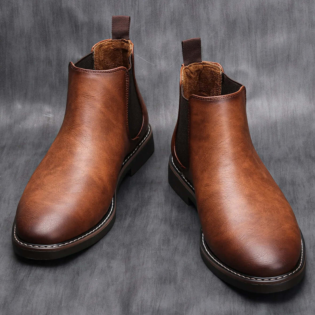 Klassiska bruna chelsea boots i läder för herrar