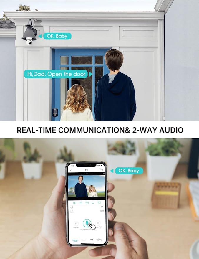 Tvåvägskommunikation och övervakning via mobilapp vid ytterdörr