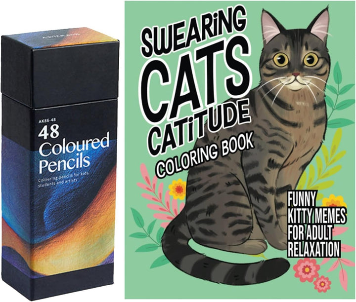 Målarbok för Vuxna med Roliga Kattmotiv — Stressavlastning och Skratt