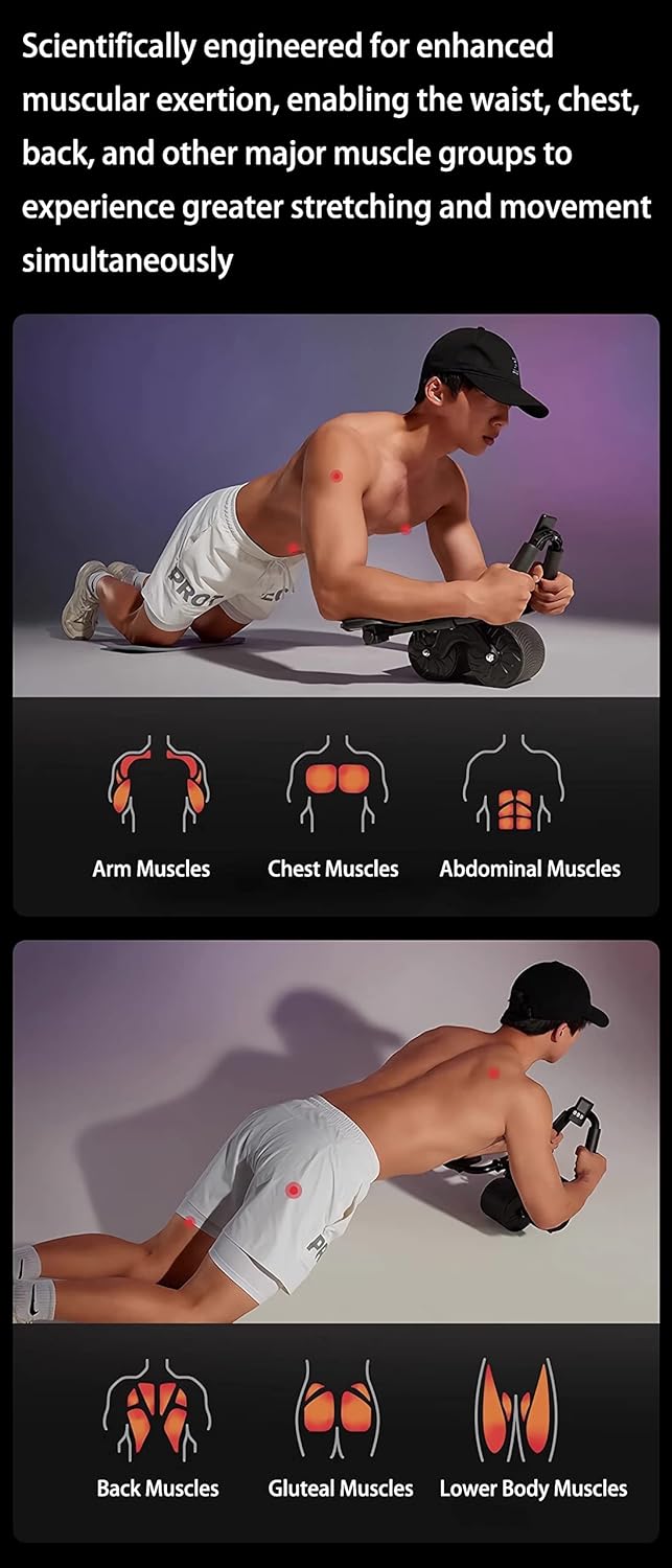 Ab roller med armbågsstöd och timer för effektiv magträning hemma