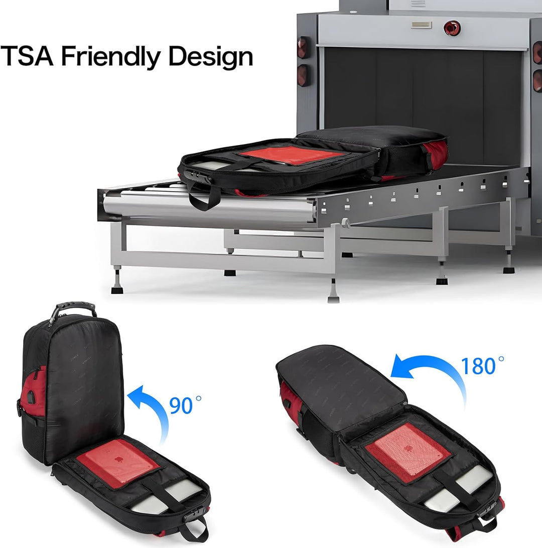 Ryggsäck med TSA-vänlig design som öppnas helt i 180 grader