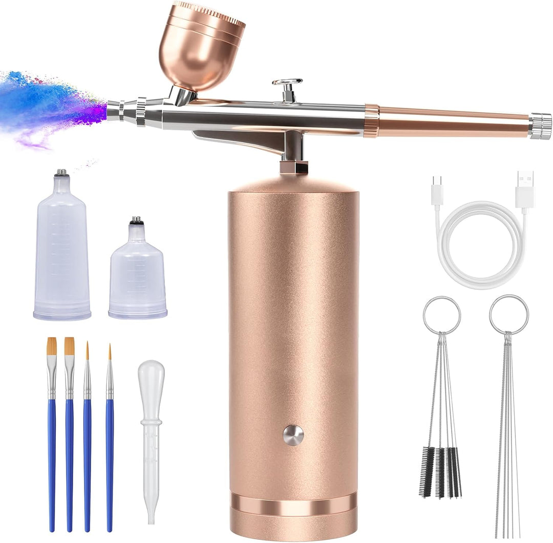 Trådlöst airbrush-kit med kompressor, koppar och rengöringsverktyg