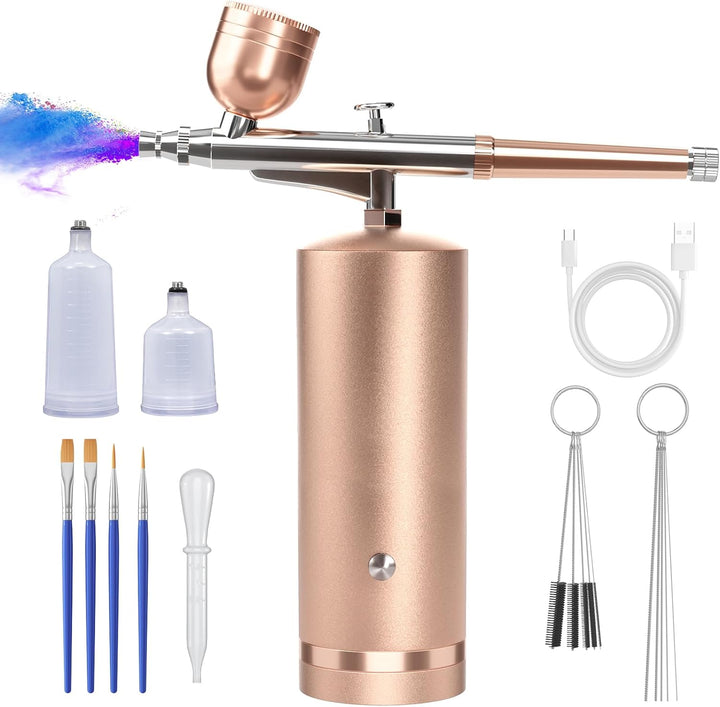 Trådlöst airbrush-kit med kompressor, koppar och rengöringsverktyg