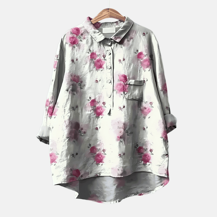 Hängande damblus med rosa rosor och knäppning
