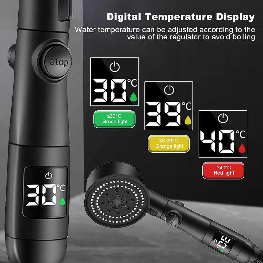 LuxShower® 5 lägen högtrycksdusch med Intelligent LED Temperatur Display