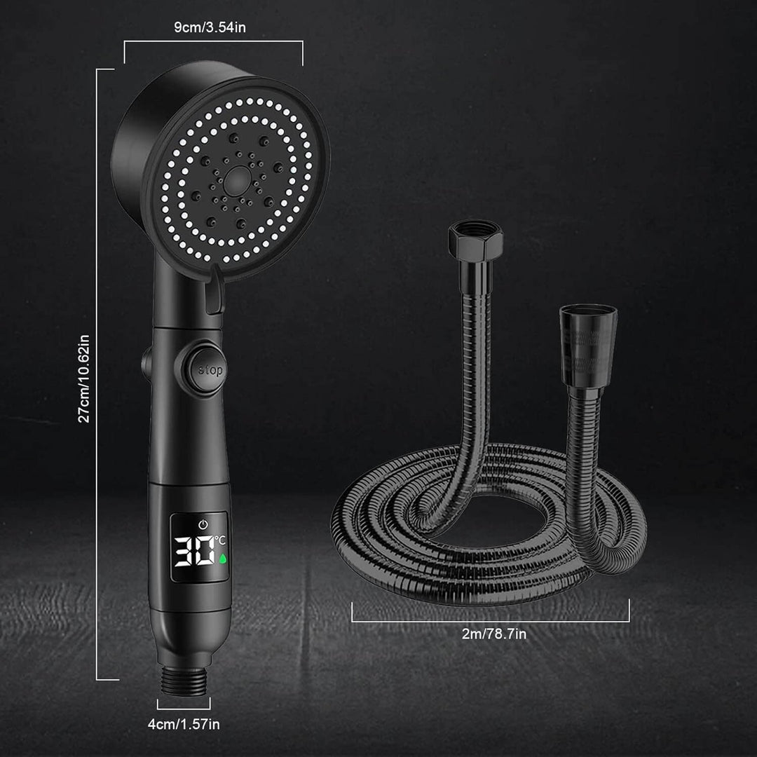 LuxShower® 5 lägen högtrycksdusch med Intelligent LED Temperatur Display