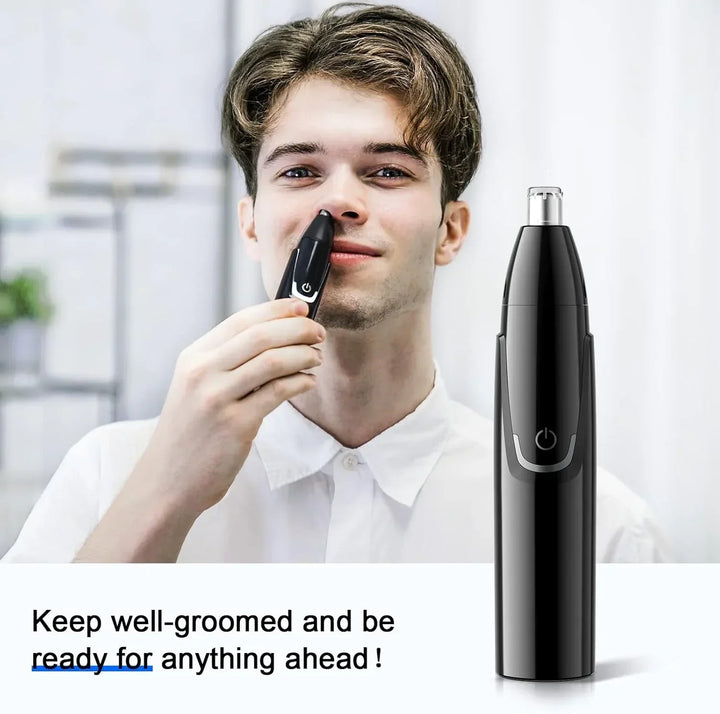 Närbild på nästypisk trimmer och dess precisionstillsats för öronhår.