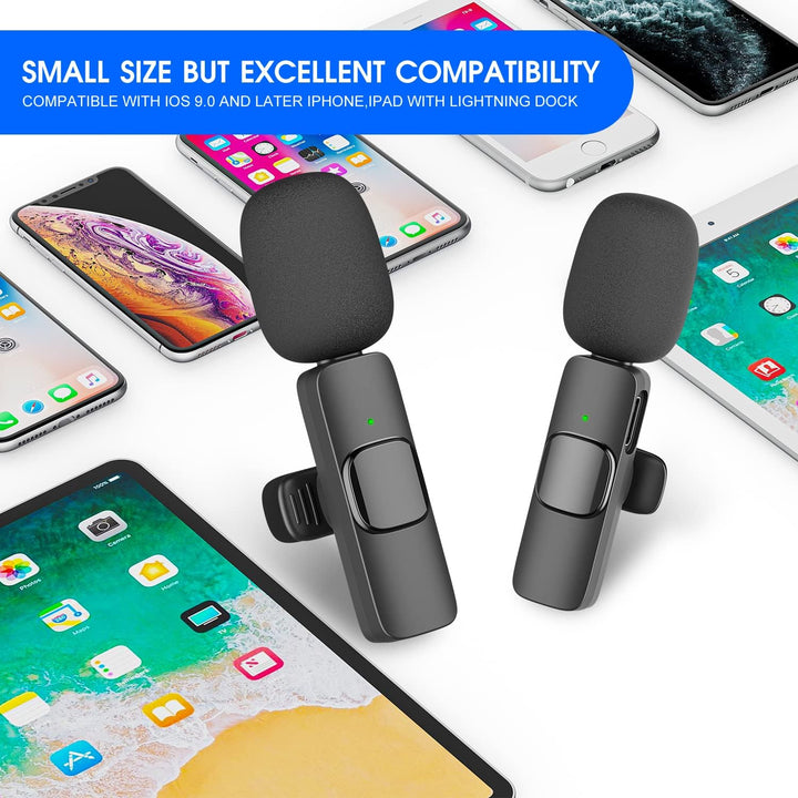 Trådlös myggmikrofon 2-pack med laddningsfodral för iPhone och iPad