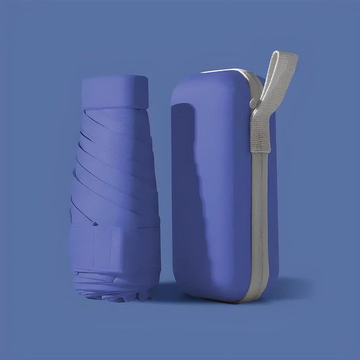 Stabilt skaft och handtag på det svarta sol- och regnparaplyet