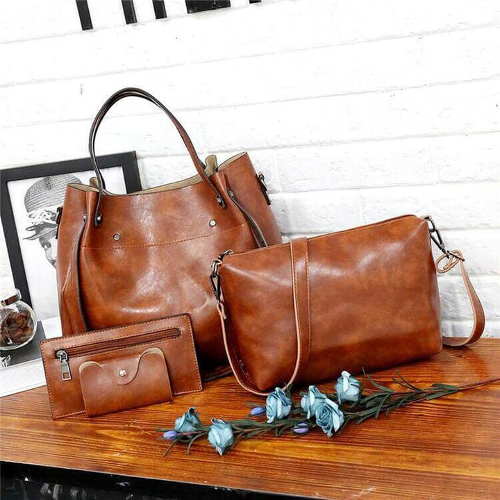 Set om 4 eleganta vintage handväskor för damer