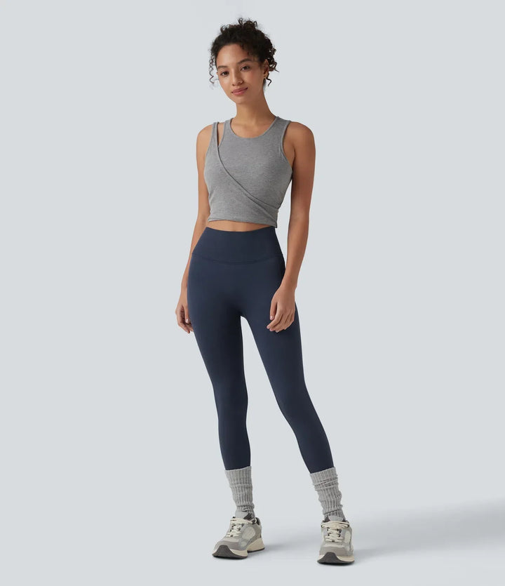 Komplett träningsoutfit med sömlösa yogaleggings med hög midja