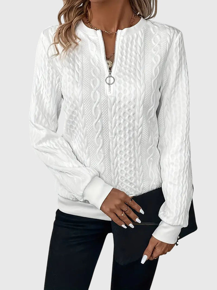 Dam Nora blus med dragkedja i elegant design för vardagsmode