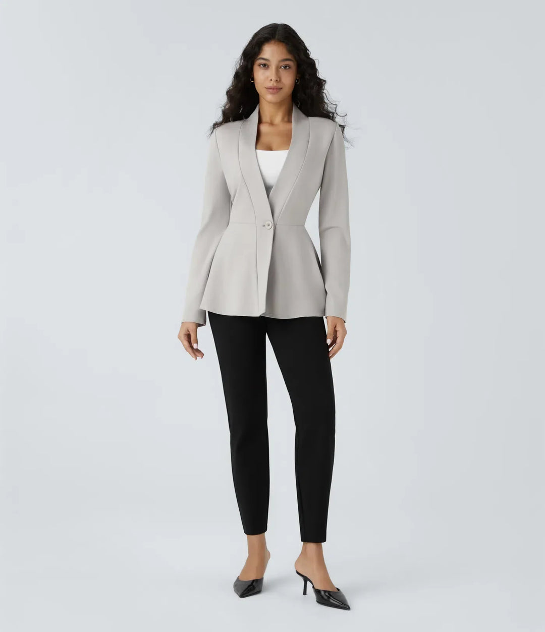 Klassisk och moderiktig peplum arbetsjacka för kvinnor