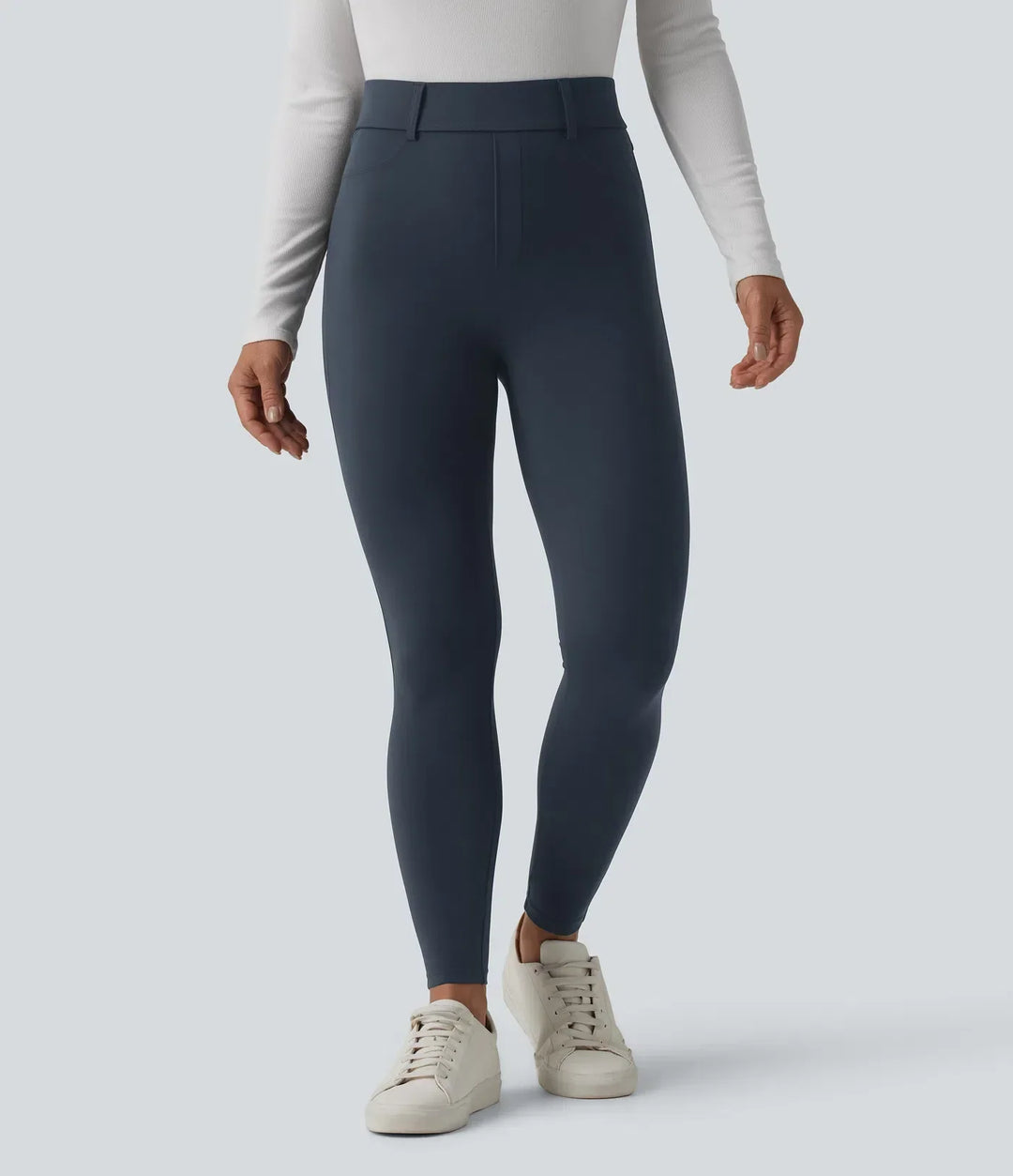 Elastisk och stöttande hög midja på leggings för dam