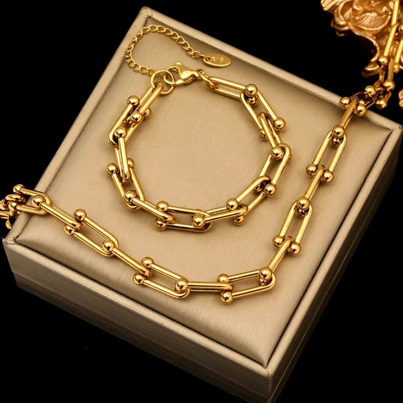 Aurielle Guld Länkset med halsband och armband i presentask