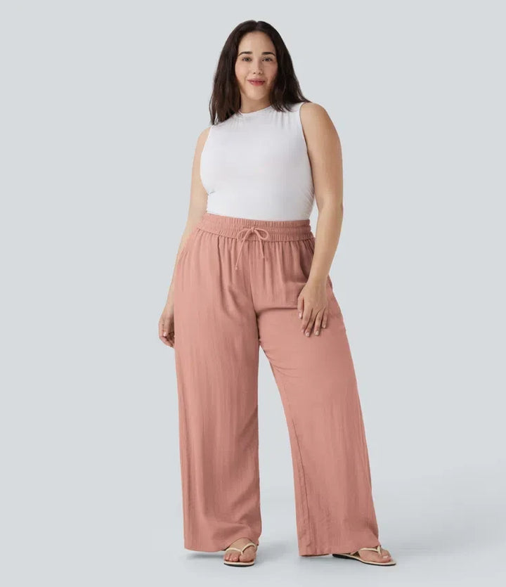 Elegant byxa för dam med hög midja och vida ben, perfekt för vardag