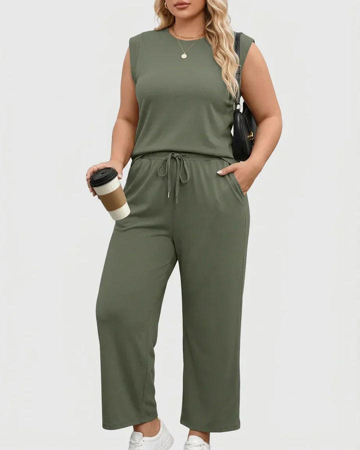 Snyggt sommarset för kvinnor med topp och byxor för vardagslook
