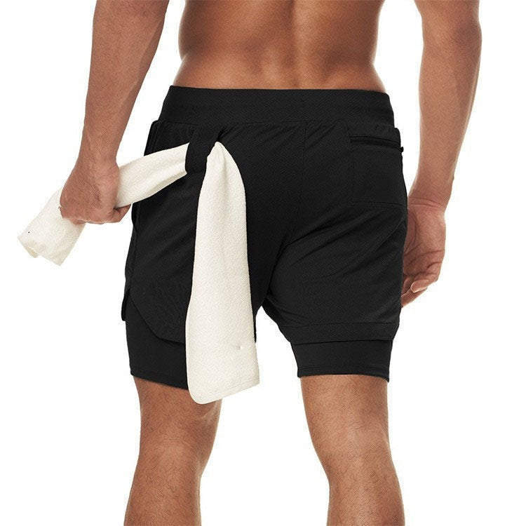 Närbild på tyget i träningsshorts med innerbyxa för optimal rörlighet