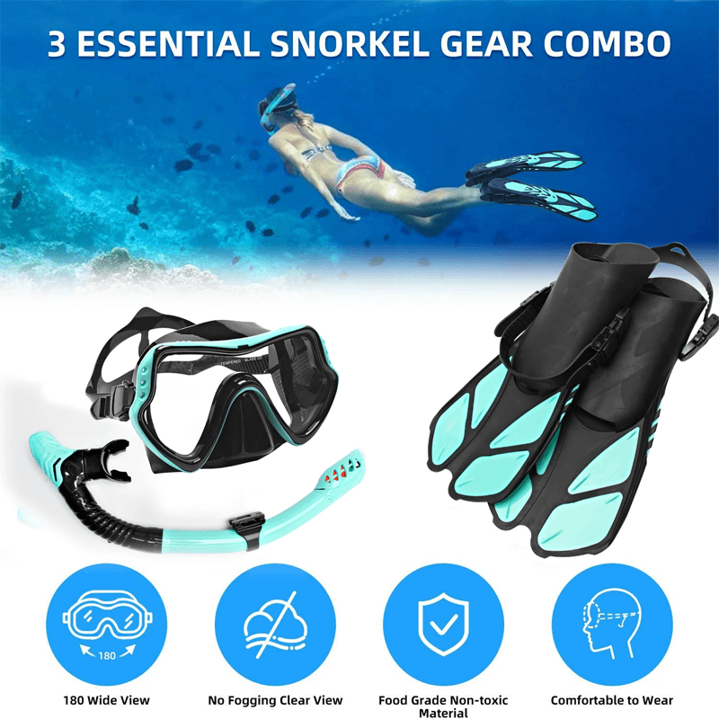 Helhetsskiss av snorkelset och snorkelmask för simma och äventyr