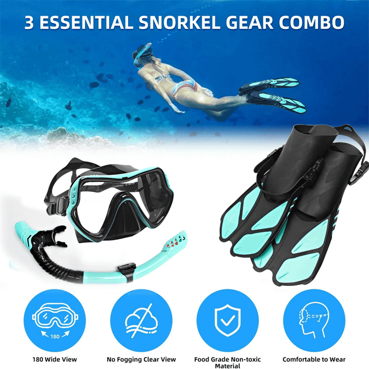 Helhetsskiss av snorkelset och snorkelmask för simma och äventyr