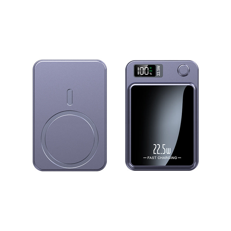 Lila powerbank med Qi-kompatibel trådlös laddning