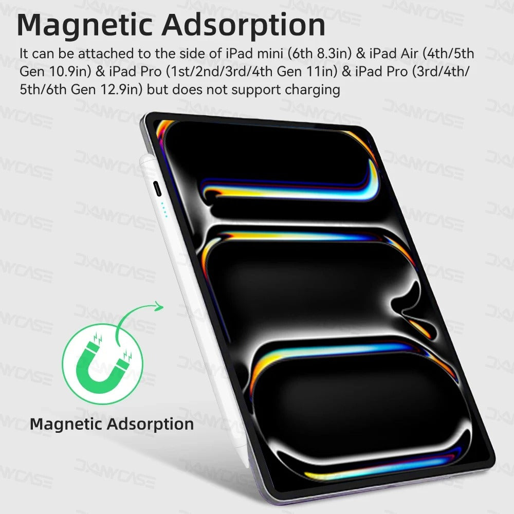 Digital ipad penna som visar magnetisk fäste på iPad s kanten