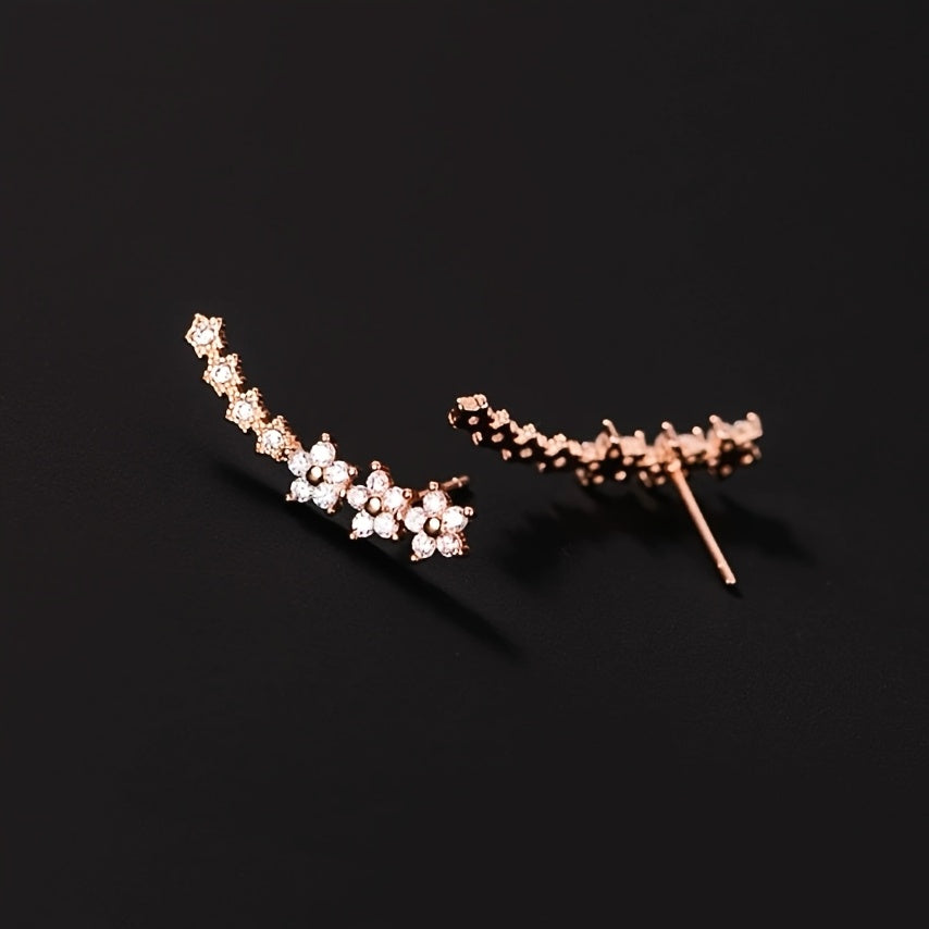 Snygga damaccessoarer, hängande blommiga örhängen