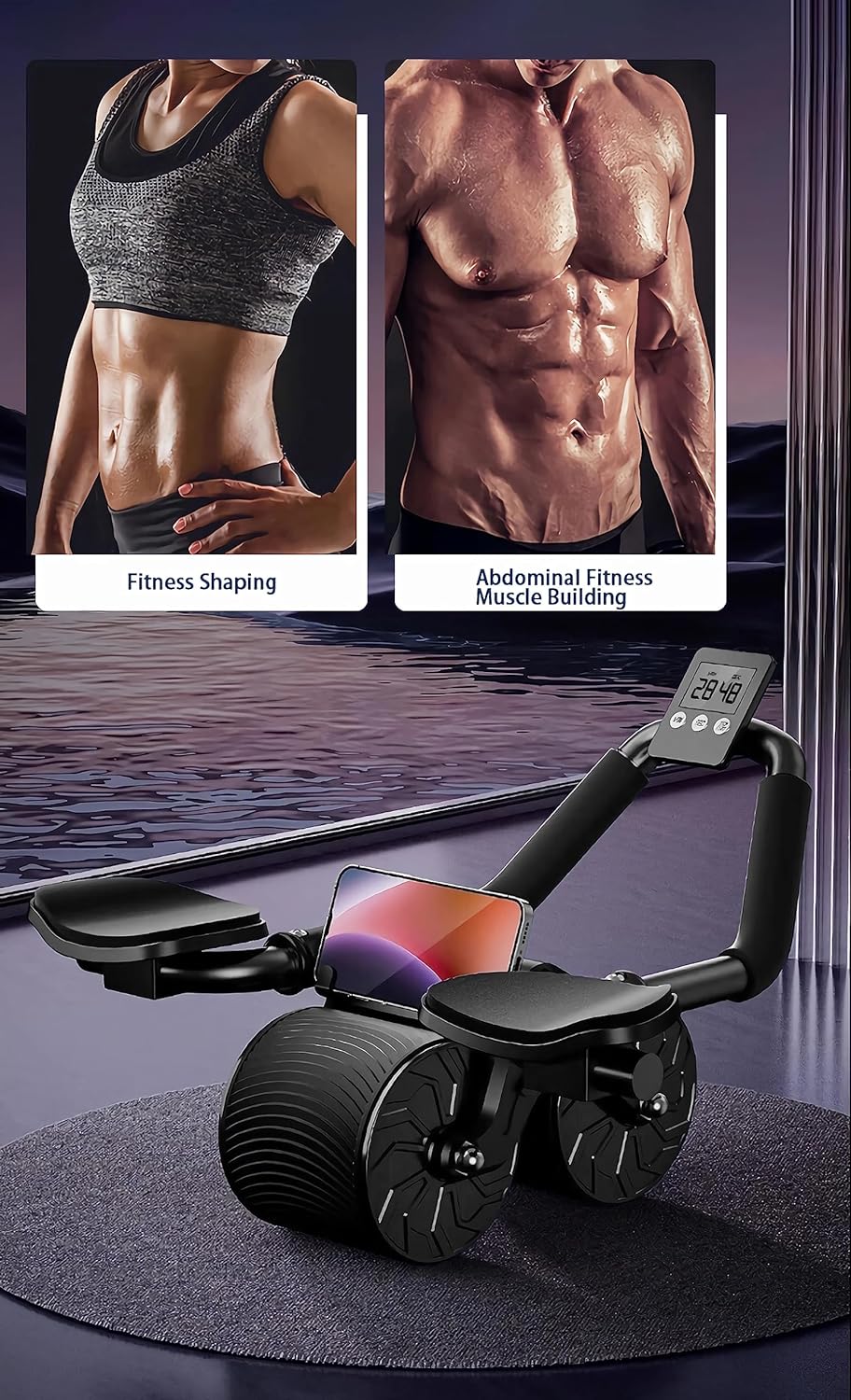 Ergonomiskt maghjul med digital timer för säker och effektiv kärnträning