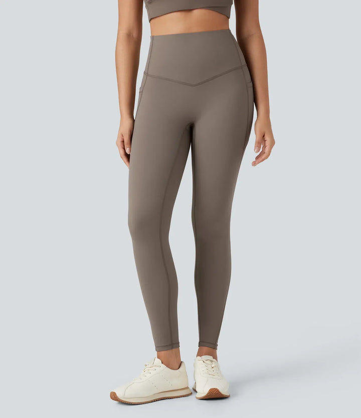 Fickdetalj på bekväma och mjuka vinterleggings