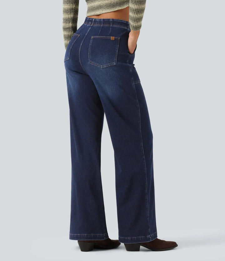 Bekväma kläder för dam: vida jeans med hög midja