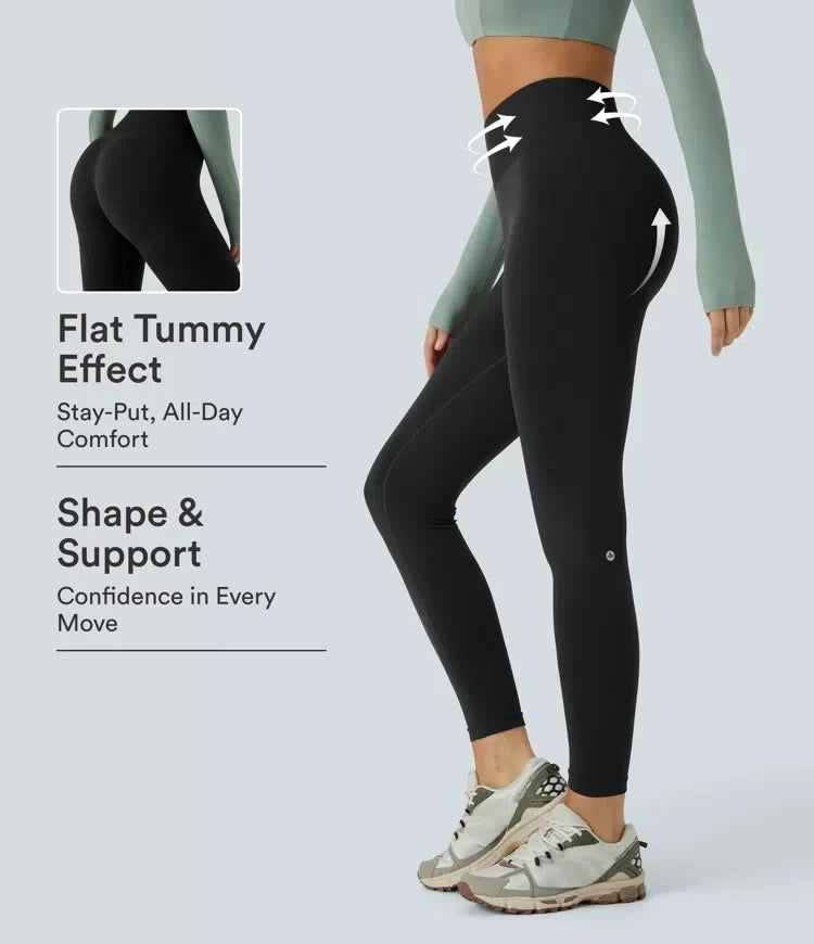 Sömlösa damyogaleggings med magkontroll och rumplyftande effekt