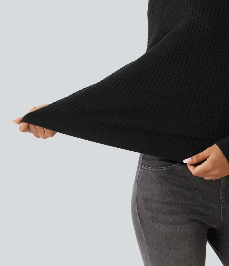Stilren off-shoulder tröja i dammodell med långa ärmar