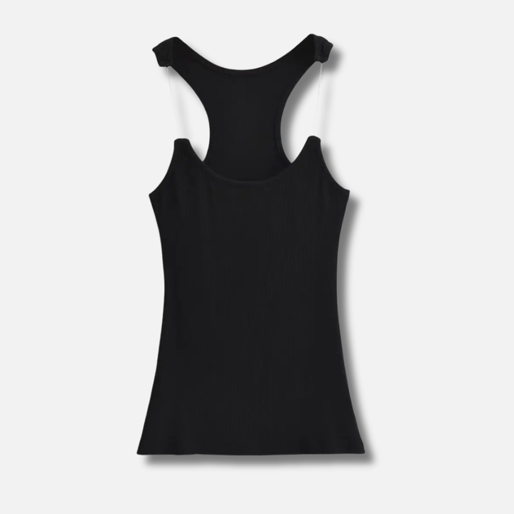 Vit ribbad tanktopp för dam i slim fit modell