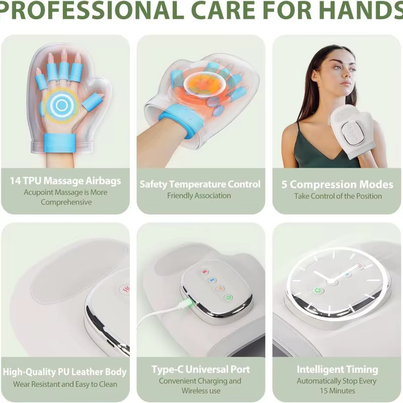Närbild på handmassör med ergonomisk öppning för trötta händer och leder
